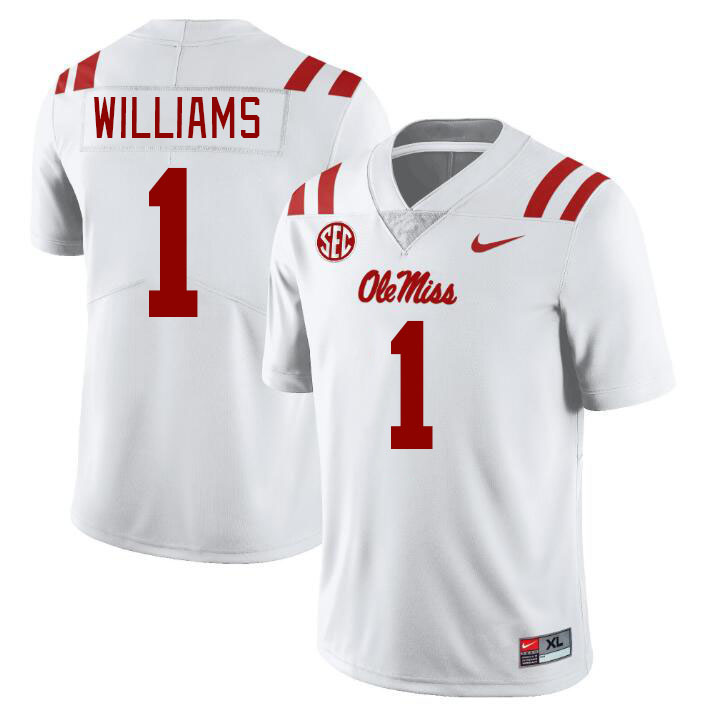 Ole Miss Rebels #1 Ayden Williams College Football Jerseys Stitched Sale-White